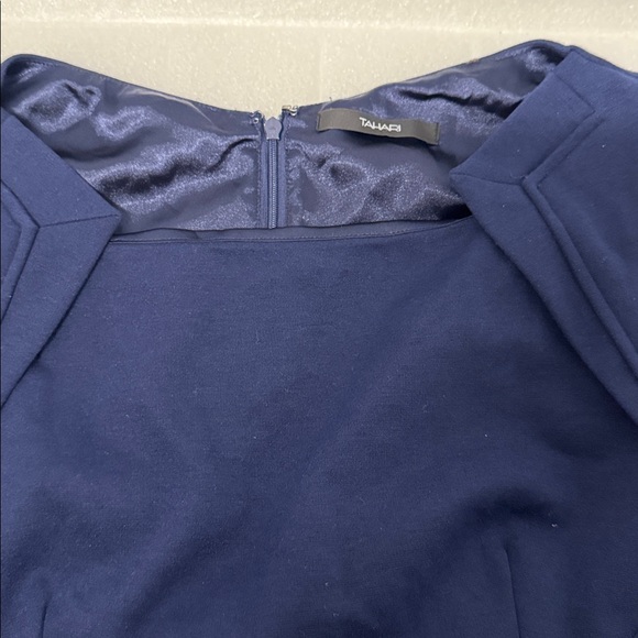 Tahari Navy Blue Sleeveless Dress 17” pit-to-pit 37” long. No size tag. - Picture 3 of 7